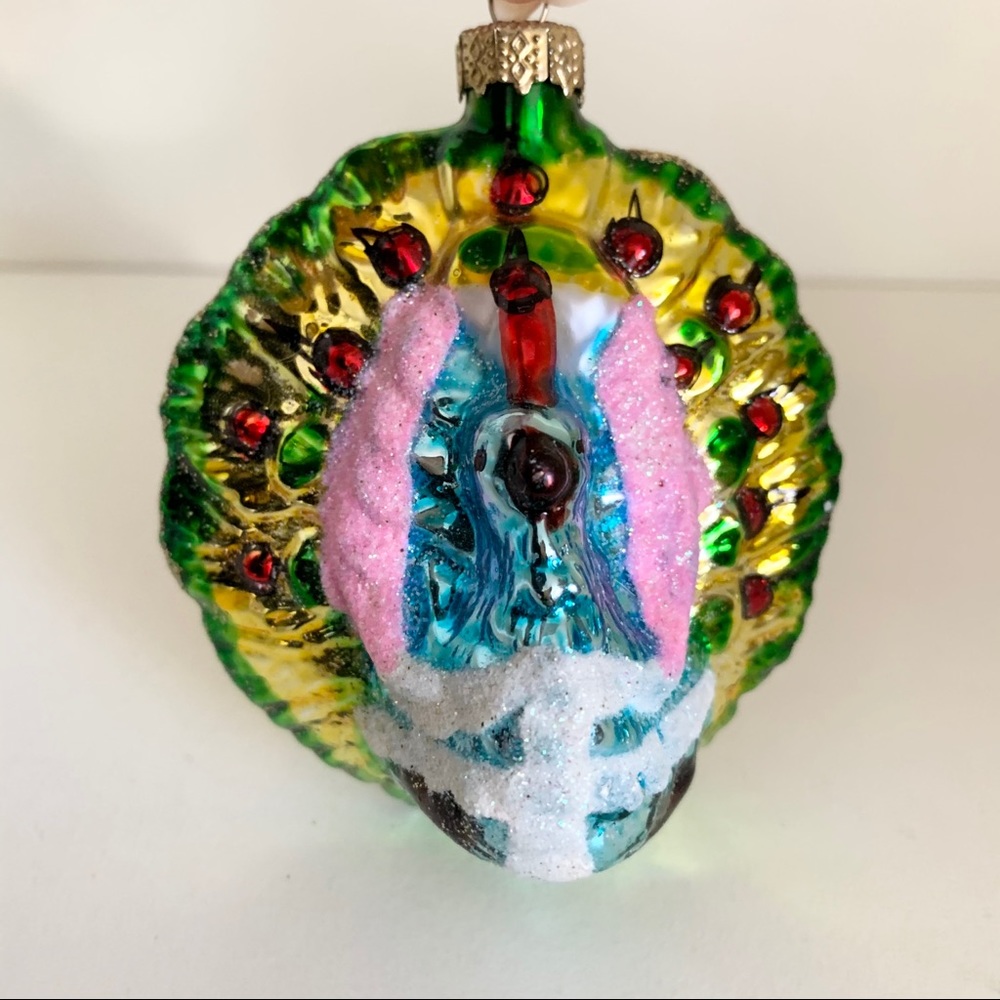 Vintage peacock blown glass ornament